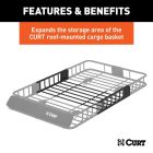 Curt 18117 Roof Rack Cargo Carrier Extension, 21" x 37" x 4", Black Steel