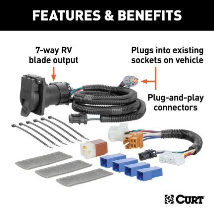 2020 Nissan Pathfinder T-One Vehicle Wiring Harness with 7-way RV Blade/Curt/56357