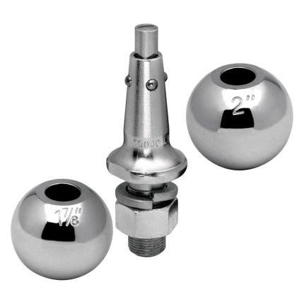 Tow Ready 63802 Interchangeable Chrome Hitch Ball w/ 1-7/8" Inch & 2" Inch Balls, 1" Inch Shank, 8,000lbs
