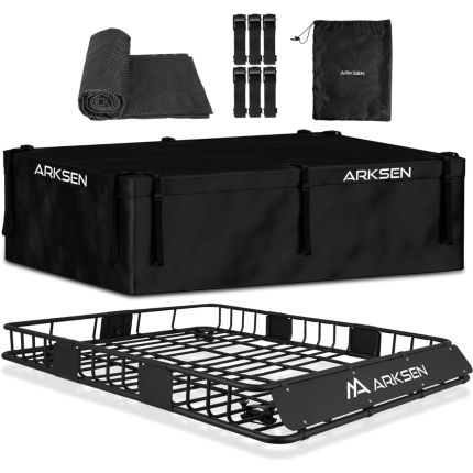 ARK 64 x 50 Heavy Duty Steel Roof Rack Cargo, w/ Cargo Bag, 150 LBS