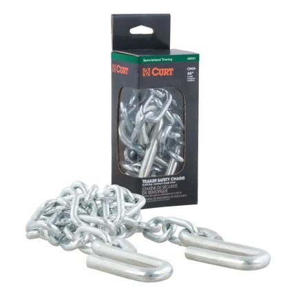 Curt 80031, 48" Safety Chain with 2 S-Hooks (5,000 lbs, Clear Zinc, Packaged)