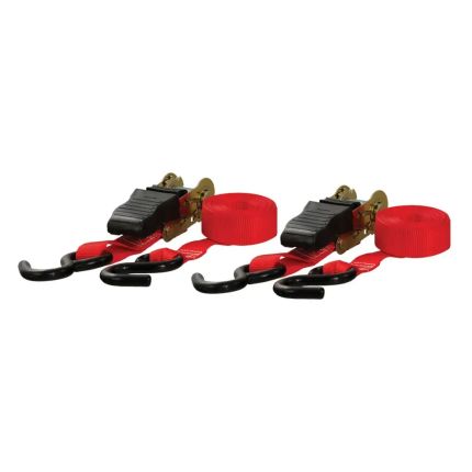Curt 83001, 10' Red Cargo Straps with S-Hooks (500 lbs, 2-Pack)