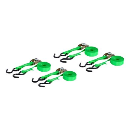 Curt 83016, 16' Dark Green Cargo Straps with S-Hooks (300 lbs, 4-Pack)