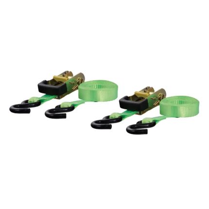 Curt 83028, 16' Lime Green Cargo Straps with S-Hooks (1,100 lbs, 2-Pack)
