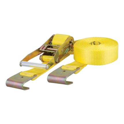 Curt 83050, 27' Yellow Cargo Strap with Flat Hooks (3,333 lbs.)