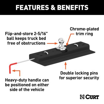 Curt 60615 Double Lock Underbed Gooseneck Trailer Hitch 30,000lbs