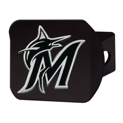 Fanmats Miami Marlins Chrome Emblem, Black Metal Hitch Cover, 2" Hitch Receiver 26624