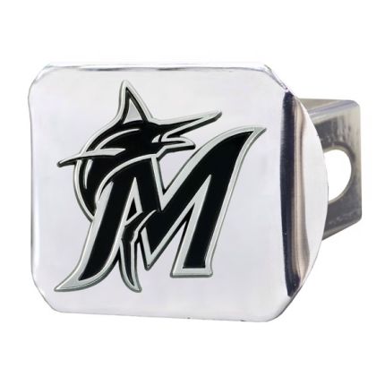 Fanmats Miami Marlins Chrome Emblem, Chrome Metal Hitch Cover, 2" Hitch Receiver 26626