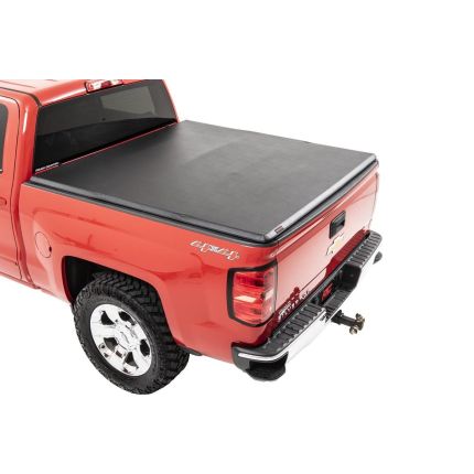2014-2018 Chevrolet GMC Silverado Sierra 1500 6'6" Bed Soft Folding Truck Bed Tonneau Cover, Rough Country, 41214650