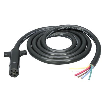Bargman 50-61-008, 6-Way Round Molded Trailer End w/8Ft Cable