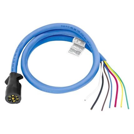 Bargman 54006-009, 7-Way Weather Molded RV Trailer End Wiring Replacement Harness, 6' Ft Long,