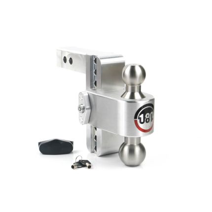 Weigh Safe LTB6-2-K 180 Adjustable Drop Hitch 2-Ball Mount Stainless Steel w/ Locks , 2" Hitch, 6" Drop/7" Rise - 12,500lbs