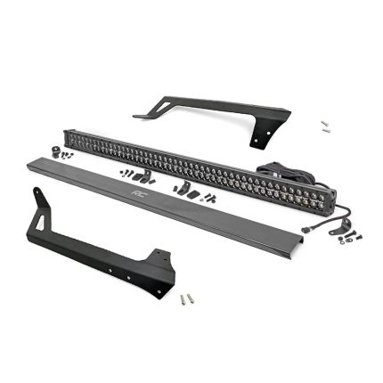 Rough Country® 70504BLDRLA - Jeep 50" LED Bar Upper Windshield Kit Black Series Dual Row, w/ Amber Light