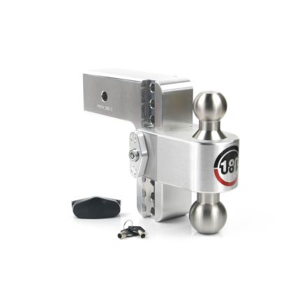 Weigh Safe LTB6-3-KA 180 Adjustable Drop Hitch 2-Ball Mount Stainless Steel w/ Locks , 3" Hitch, 6" Drop/7" Rise - 21,000lbs