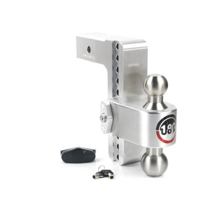 Weigh Safe LTB8-2.5 180 Adjustable Drop Hitch 2-Ball Mount Stainless Steel w/ Locks , 2-1/2" Hitch, 8" Drop/9" Rise - 18,500lbs