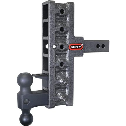 Gen-Y GH-426 Adjustable 2-Ball Mount w/ Pintle , 2" Hitch, 7" Off Set Drop/Rise - 10,000lbs