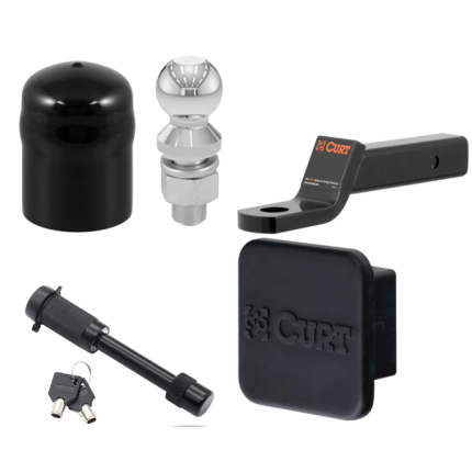 Curt Ball Mount 2" Inch Drop, 1" Inch Rise, 10,000lbs, 2" Ball, w/ Black Lock Pin, w/ Hitch Cover, w/Ball Cover, 2" Inch Hitch, MH45310-BLCK
