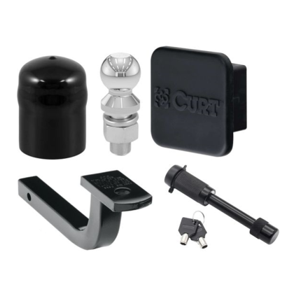 Curt Ball Mount 1" Inch Rise, 2,000lbs, 2" Ball, w/ Black Lock Pin, w/ Hitch Cover, w/Ball Cover, 2" Inch Hitch, MH3594-BLCK