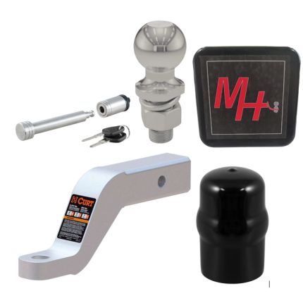 Curt Ball Mount  4" Inch Drop, 8,000lbs, 2" Ball, w/ Stainless Lock Pin, w/ Hitch Cover, w/Ball Cover, 2" Inch Hitch
