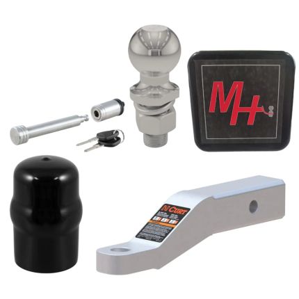 Curt Ball Mount 2" Inch Drop, 8,000lbs, 2" Ball, w/ Stainless Lock Pin, w/ Hitch Cover, w/Ball Cover, 2" Inch Hitch