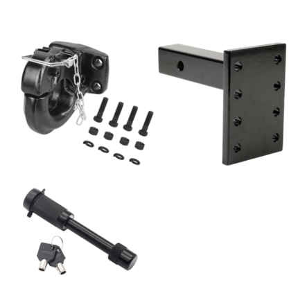 MH Pintle Hook Mount w/ Pintle Hook C-clamp and Hitch Lock for 2" Hitch, 8 Hole, 16K