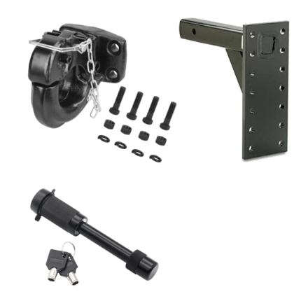 MH Pintle Hook Mount w/ Pintle Hook C-clamp and Hitch Lock for 2" Hitch, 14 Hole, 16K