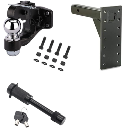 MH Pintle Hook Mount w/ Pintle Hook 2-5/16" Ball Combo and Hitch Lock for 2" Hitch, 14 Hole, 16K