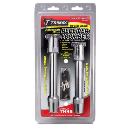 Trimax TH45 Keyed Alike Adjustable Hitch & Ball Mount Lock 2-Pin Set